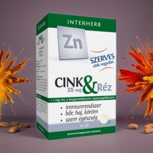 INTERHERB SZERVES CINK 25 MG - RÉZ TABLETTA 60DB